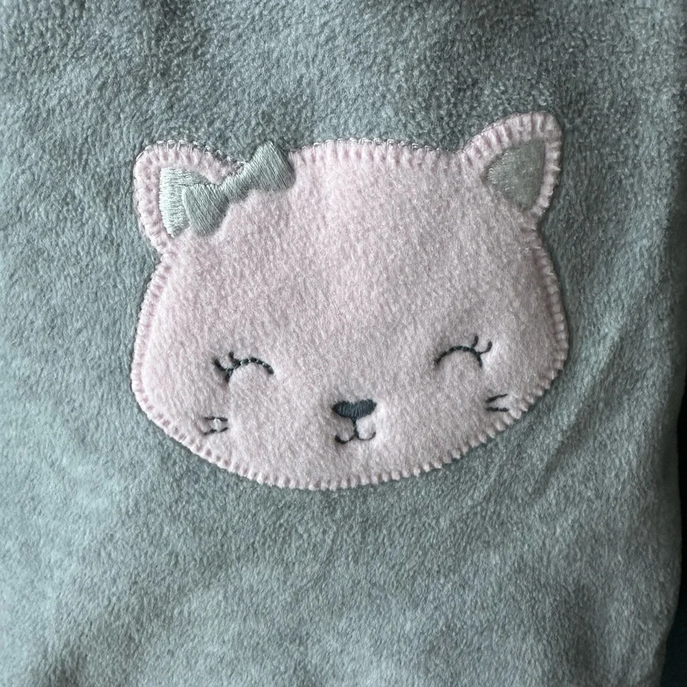 🐱 CARTER’S Dress gray with Pink cats girls 12 months baby girl euc
